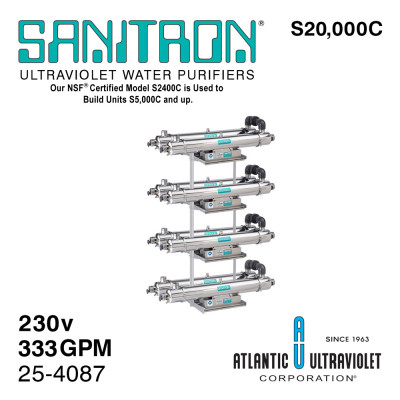 Atlantic SANITRON S20000C УФ система Q=56м³/ч при 40 мДж/см², P=1120Вт