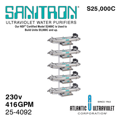 Atlantic SANITRON S25000C УФ система Q=56м³/ч при 40 мДж/см², P=1400Вт