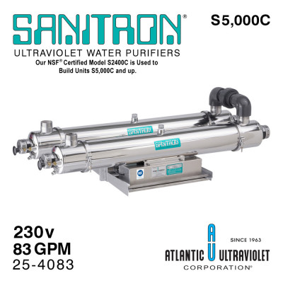 Atlantic SANITRON S5000C УФ система Q=14м³/ч при 40 мДж/см², P=280Вт