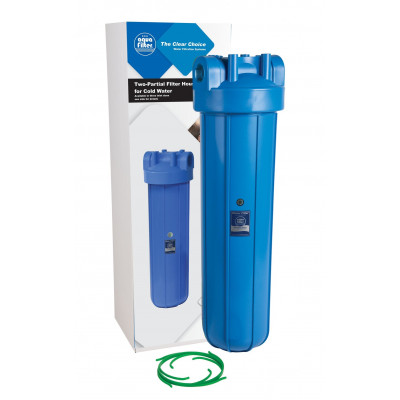 AquaFilter BB20" подключение 1 1/2", синий усиленный натрубный корпус фильтра типа "Big Blue", спускной клапан