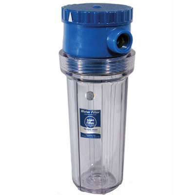 AquaFilter 10" Прозрачный корпус фильтра, 3/4", 6 bar, оснащен клапаном типа BY-PASS