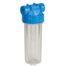 AquaFilter 10" пластиковая резьба 1", 6 bar, 2 упл. кольца, натрубный корпус фильтра с прозр. стаканом и синей крышкой, возд. клапан
