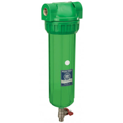 AquaFilter  латунная резьба 1", 6 bar, антибактериальный, устойчивый к УФ излучению трёхэлементный прозрачный корпус фильтра с промывкой, 10", воздушный клапан.