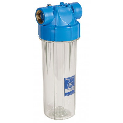 AquaFilter 10"  латунная резьба 1/2", 6 bar, 2 упл. кольца, натрубный корпус фильтра с прозр. стаканом и синей крышкой, возд. клапан, ИТАЛЬЯНСКИЙ СТИЛЬ.