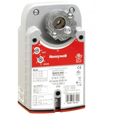 Honeywell S10230-2POS Привод воздушной задвижки с пружинным возвратом, 2-поз., 230В, 10Нм, площадь задвижной поверхности до 2 м²