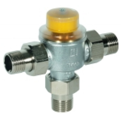 Honeywell TM50-1/2E Клапан терморегулирующий смешивающий, PN10. Tmax 90 °C. Диапазон настроек температур 30-60 °С, наружная резьба G 3/4