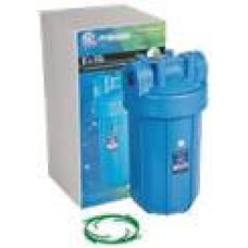 AquaFilter 10" Синий обновленный усиленный натрубный корпус фильтра типа "Big Blue", подключение 1", спускной клапан, в упаковке.