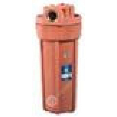 AquaFilter 10" Корпус фильтра из нилона укреплённого стекловолокном, для горячей воды, оранжевый, 8.6 bar, до 93°C, с воздушным клапаном, латунная резьба 3/4".