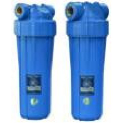 AquaFilter 10" Натрубный корпус фильтра с синим стаканом и синей крышкой, возд. клапан, латунная резьба 1", 6 bar, 2 упл. кольца, ИТАЛЬЯНСКИЙ СТИЛЬ.