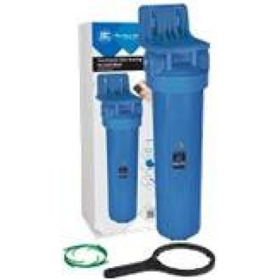 AquaFilter 20" Синий обновленный усиленный натрубный корпус фильтра типа "Big Blue", резьба присоед. 1 1/4". Воздушный клапан, кронштейн, ключ, цветная