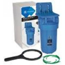 AquaFilter 10" Синий обновленный усиленный натрубный корпус фильтра типа "Big Blue", резьба присоед. 1 1/2". Воздушный клапан, кронштейн, ключ, цветная