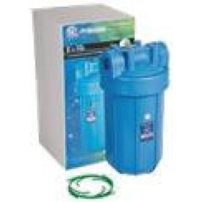 AquaFilter 10" Синий обновленный усиленный натрубный корпус фильтра типа "Big Blue", подключение 1 1/2", спускной клапан, в упаковке.
