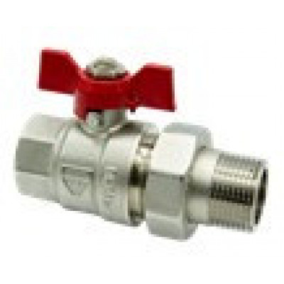 HLV Butterfly Brass Ball Valve with Union FxM HLV-Optima/ Кран шаровой HLV-Optima с полусгоном (ручка-бабочка) внут-наруж резьба 1/2"