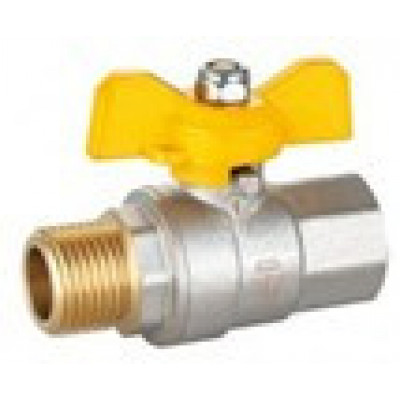 HLV Butterfly Brass Ball Valve FxM HLV-Gas/ Кран шаровой HLV-Gas ( ручка-бабочка) внут-наруж резьба 1/2"